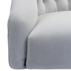 Office Furniture-Kirkland's Home Velvet Tufted Gold Leg Swivel Office Chair Gray