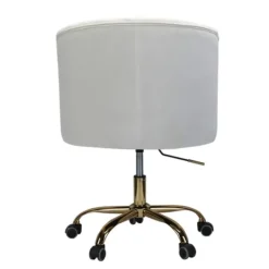 Office Furniture-Kirkland's Home Velvet Tufted Golden Leg Swivel Office Chair Ivory