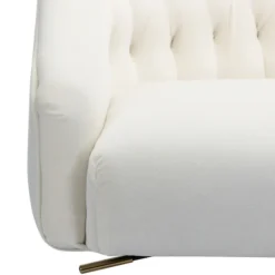 Office Furniture-Kirkland's Home Velvet Tufted Golden Leg Swivel Office Chair Ivory