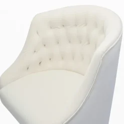 Office Furniture-Kirkland's Home Velvet Tufted Golden Leg Swivel Office Chair Ivory