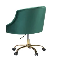 Office Furniture-Kirkland's Home Velvet Tufted Golden Leg Swivel Office Chair Green