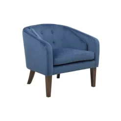 Accent Chairs-Kirkland's Home Velvet Tufted Midcentury Modern Accent Chair Blue
