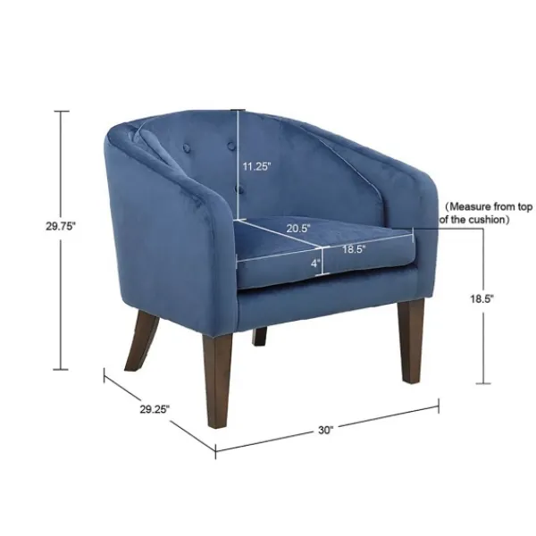 Accent Chairs-Kirkland's Home Velvet Tufted Midcentury Modern Accent Chair Blue