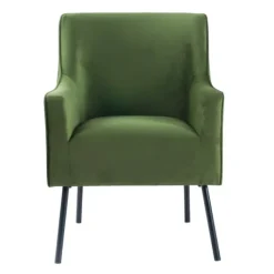 Accent Chairs-Kirkland's Home Velvet Upholstered Black Legs Accent Chair Green