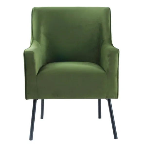 Accent Chairs-Kirkland's Home Velvet Upholstered Black Legs Accent Chair Green