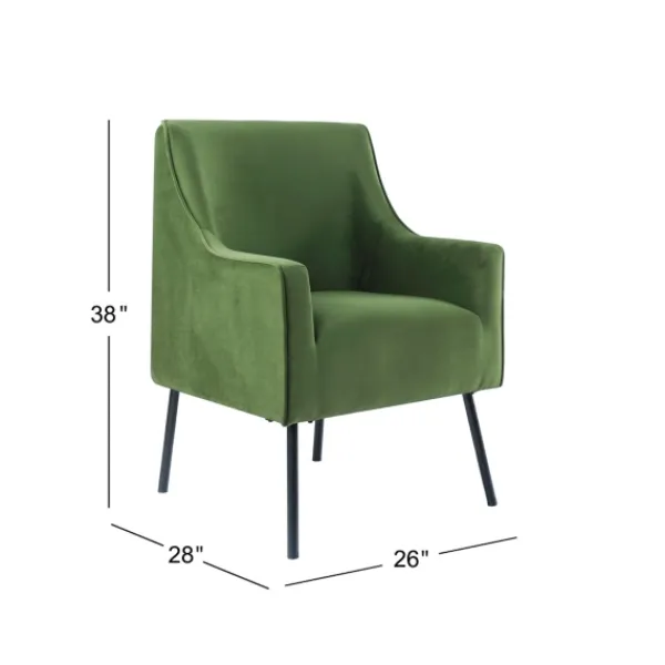 Accent Chairs-Kirkland's Home Velvet Upholstered Black Legs Accent Chair Green
