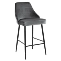 Bar Stools & Counter Height Stools-Kirkland's Home Velvet Upholstered Counter Stools, Set Of 2 Gray