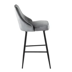 Bar Stools & Counter Height Stools-Kirkland's Home Velvet Upholstered Counter Stools, Set Of 2 Gray