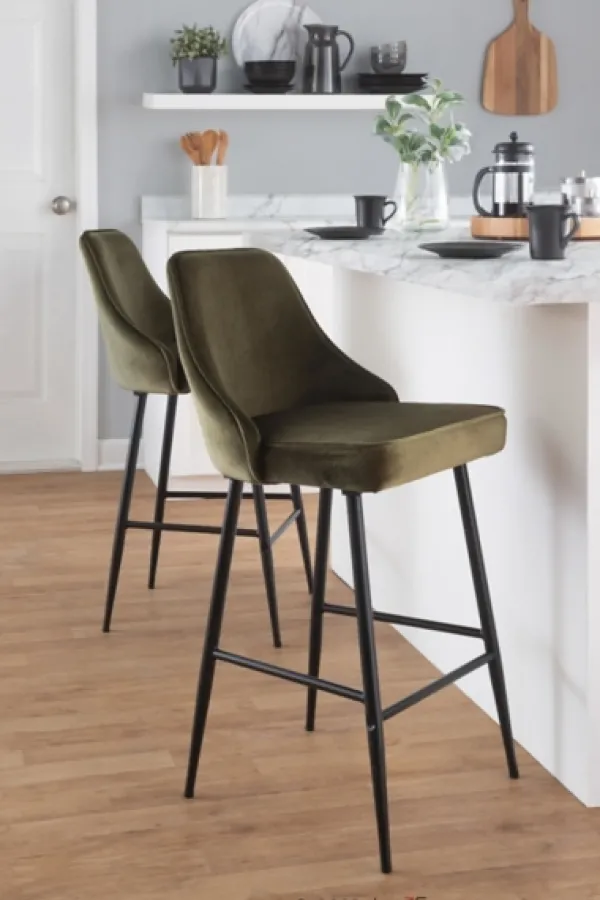 Bar Stools & Counter Height Stools-Kirkland's Home Velvet Upholstered Counter Stools, Set Of 2 Green