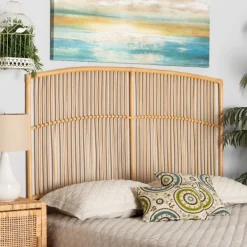 Beds & Headboards-Kirkland's Home Vertical Weave Rat Queen Headboard Tan