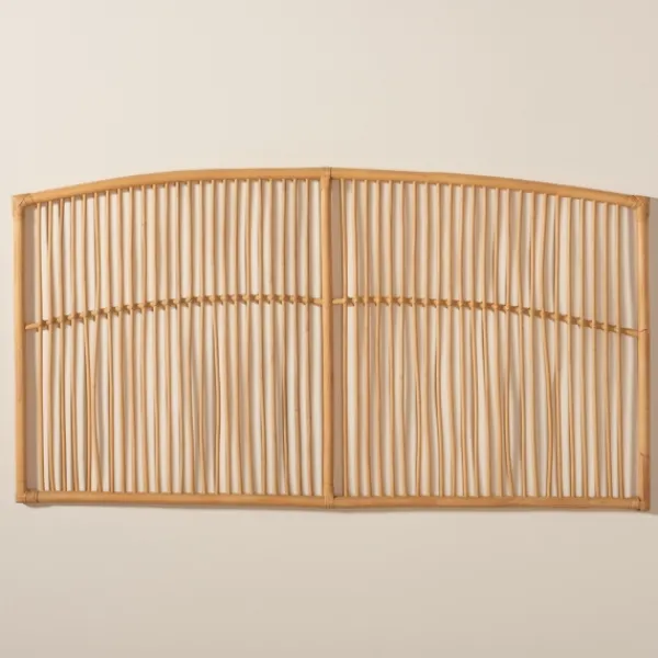 Beds & Headboards-Kirkland's Home Vertical Weave Rat Queen Headboard Tan