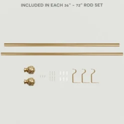 Curtain Rods & Hardware-Kirkland's Home Vine Motif Gold Curtain Rod & Finial Set, 72 In.