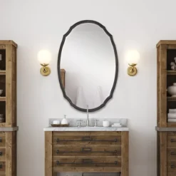 Decorative Mirrors-Kirkland's Home Vintage Charcoal Concaved Oval Mirror