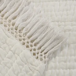 Blankets & Throws-Kirkland's Home Vintage Cotton Fringe Throw Ivory