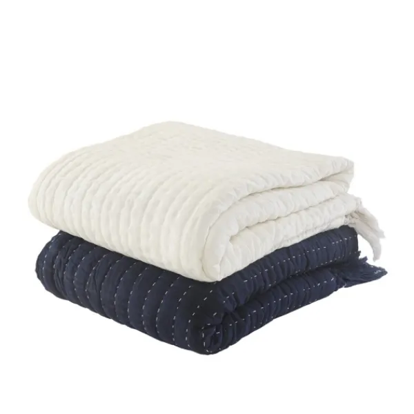 Blankets & Throws-Kirkland's Home Vintage Cotton Fringe Throw Ivory
