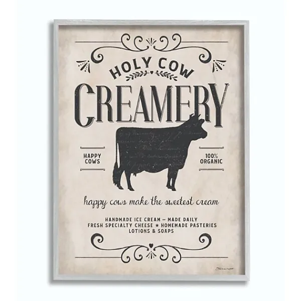 Wall Quotes & Signs-Kirkland's Home Vintage Creamery Cow Framed Wall Plaque Ivory