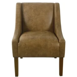 Accent Chairs-Kirkland's Home Vintage Faux Leather Swoop Accent Chair Brown