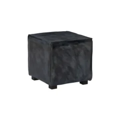 Benches & Ottomans-Kirkland's Home Vintage Finish Leather Cube Ottoman Gray
