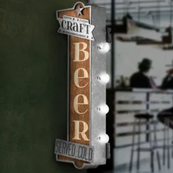 Wall Quotes & Signs-Kirkland's Home Vintage Led Metal Craft Beer Bar Marquee Plaque Brown/Silver