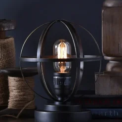Table Lamps-Kirkland's Home Vintage Metal Sphere Lamp Black