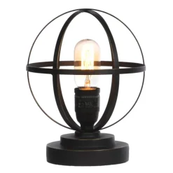 Table Lamps-Kirkland's Home Vintage Metal Sphere Lamp Black