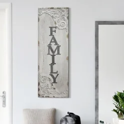Wall Quotes & Signs-Kirkland's Home Vintage Painted Wood Family Sign Gray
