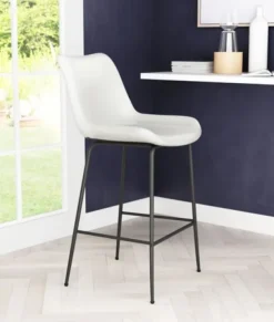 Bar Stools & Counter Height Stools-Kirkland's Home Vinyl And Steel Counter Stool White