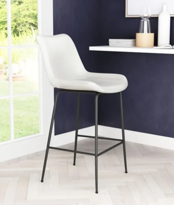 Bar Stools & Counter Height Stools-Kirkland's Home Vinyl And Steel Counter Stool White