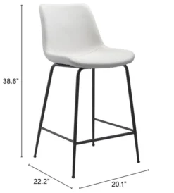 Bar Stools & Counter Height Stools-Kirkland's Home Vinyl And Steel Counter Stool White
