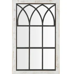 Decorative Mirrors-Kirkland's Home Vista Arched Windowpane Mirror, 24X37.5 In. Ivory