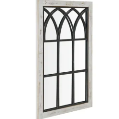 Decorative Mirrors-Kirkland's Home Vista Arched Windowpane Mirror, 24X37.5 In. Ivory