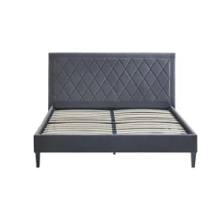Beds & Headboards-Kirkland's Home Viv Charcoal Diamond Tufted Queen Bed Frame Gray