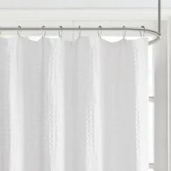 Shower Curtains-Kirkland's Home Waffle Cotton Shower Curtain White