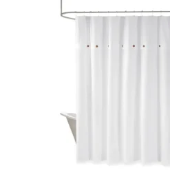 Shower Curtains-Kirkland's Home Waffle Weave Cotton Shower Curtain White