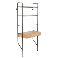 Office Furniture-Kirkland's Home Wall-Mounted Steel And Blonde Wood Desk