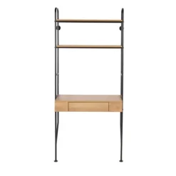 Office Furniture-Kirkland's Home Wall-Mounted Steel And Blonde Wood Desk
