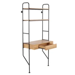 Office Furniture-Kirkland's Home Wall-Mounted Steel And Blonde Wood Desk