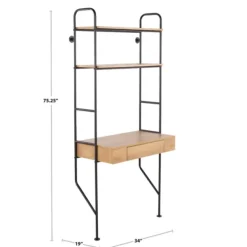 Office Furniture-Kirkland's Home Wall-Mounted Steel And Blonde Wood Desk
