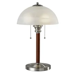 Desk Lamps & Task Lighting-Kirkland's Home Walnut Alabaster Frosted Glass Table Lamp White