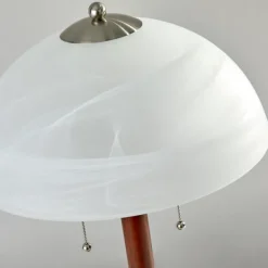 Desk Lamps & Task Lighting-Kirkland's Home Walnut Alabaster Frosted Glass Table Lamp White