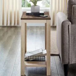 Accent & End Tables-Kirkland's Home Walnut And White Oak Narrow Frame Accent Table Brown