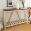 Console Tables-Kirkland's Home Walnut And Whitewash A-Frame Console Table Ivory