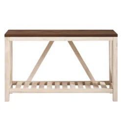 Console Tables-Kirkland's Home Walnut And Whitewash A-Frame Console Table Ivory