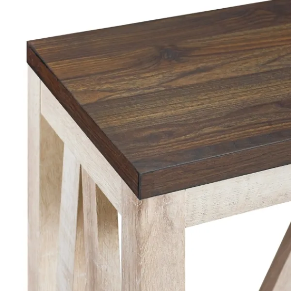 Console Tables-Kirkland's Home Walnut And Whitewash A-Frame Console Table Ivory