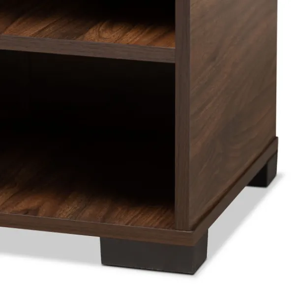 Entryway Furniture-Kirkland's Home Walnut Asymmetrical Shoe Storage Cabinet Brown