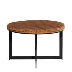 Coffee Tables-Kirkland's Home Walnut Beaded Industrial Coffee Table