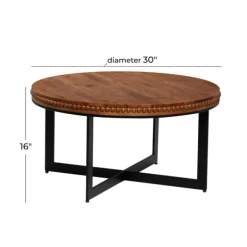 Coffee Tables-Kirkland's Home Walnut Beaded Industrial Coffee Table