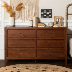 Dressers & Chests-Kirkland's Home Walnut Classic 6-Drawer Dresser Brown