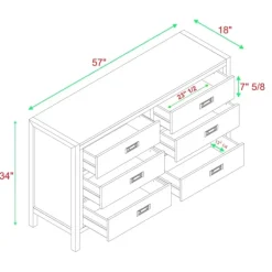 Dressers & Chests-Kirkland's Home Walnut Classic 6-Drawer Dresser Brown