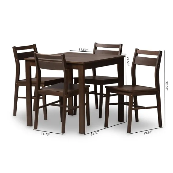 Dining Sets-Kirkland's Home Walnut Contemporary Wood 5-Pc. Dining Set